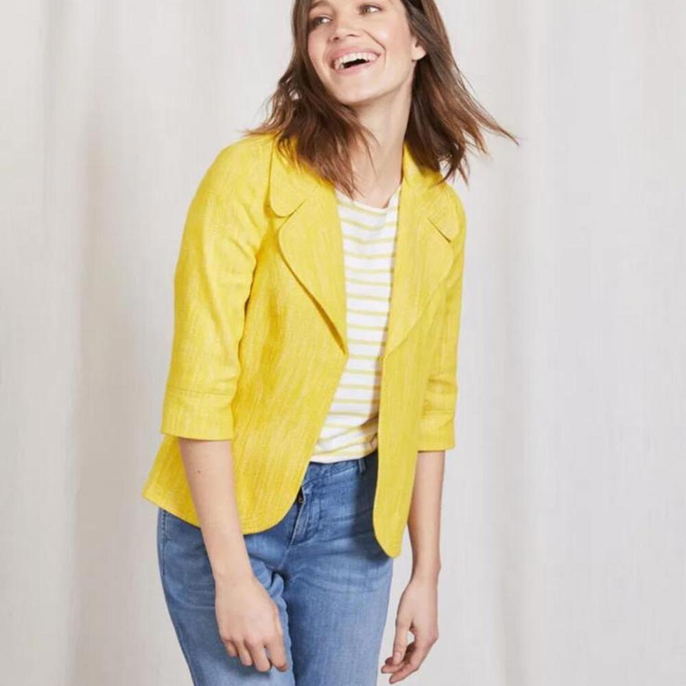 Boden Amber Jacket Blazer 3/4 Sleeve Cotton Yellow Women’s size 2